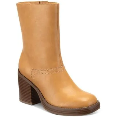 SUN STONE - Square Toe Block Heel Zip-up Booties