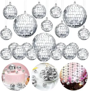 The Decor Affair Glimmering Rhythm: Assorted Hanging Mirror Combo - 15 Pcs Disco Ball Mirrors in 3 Different Sizes