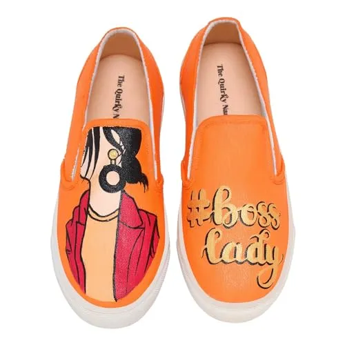 THE QUIRKY NAARI Boss Lady Slipons - Orange for The Boss Lady in You | Orange | 4 UK