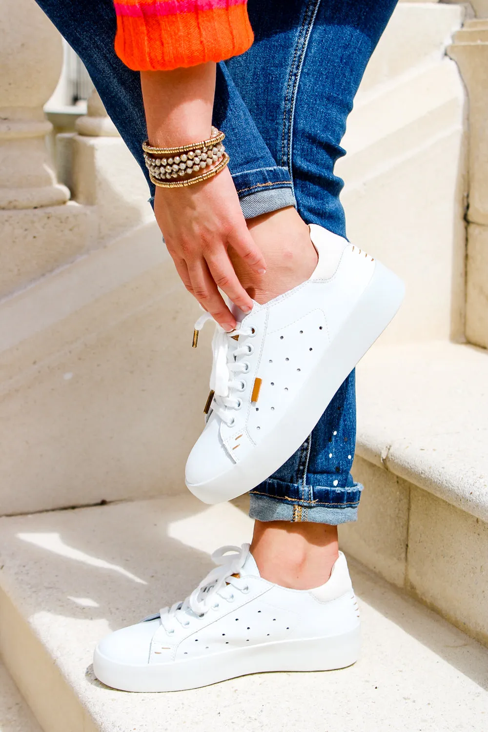 The Taylor Lace-Up Front Sneakers - White