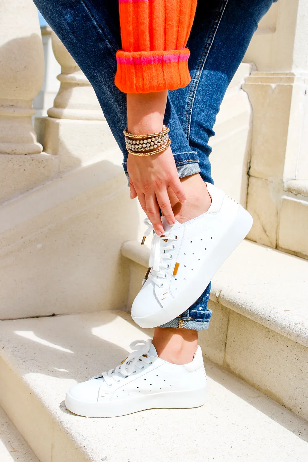 The Taylor Lace-Up Front Sneakers - White