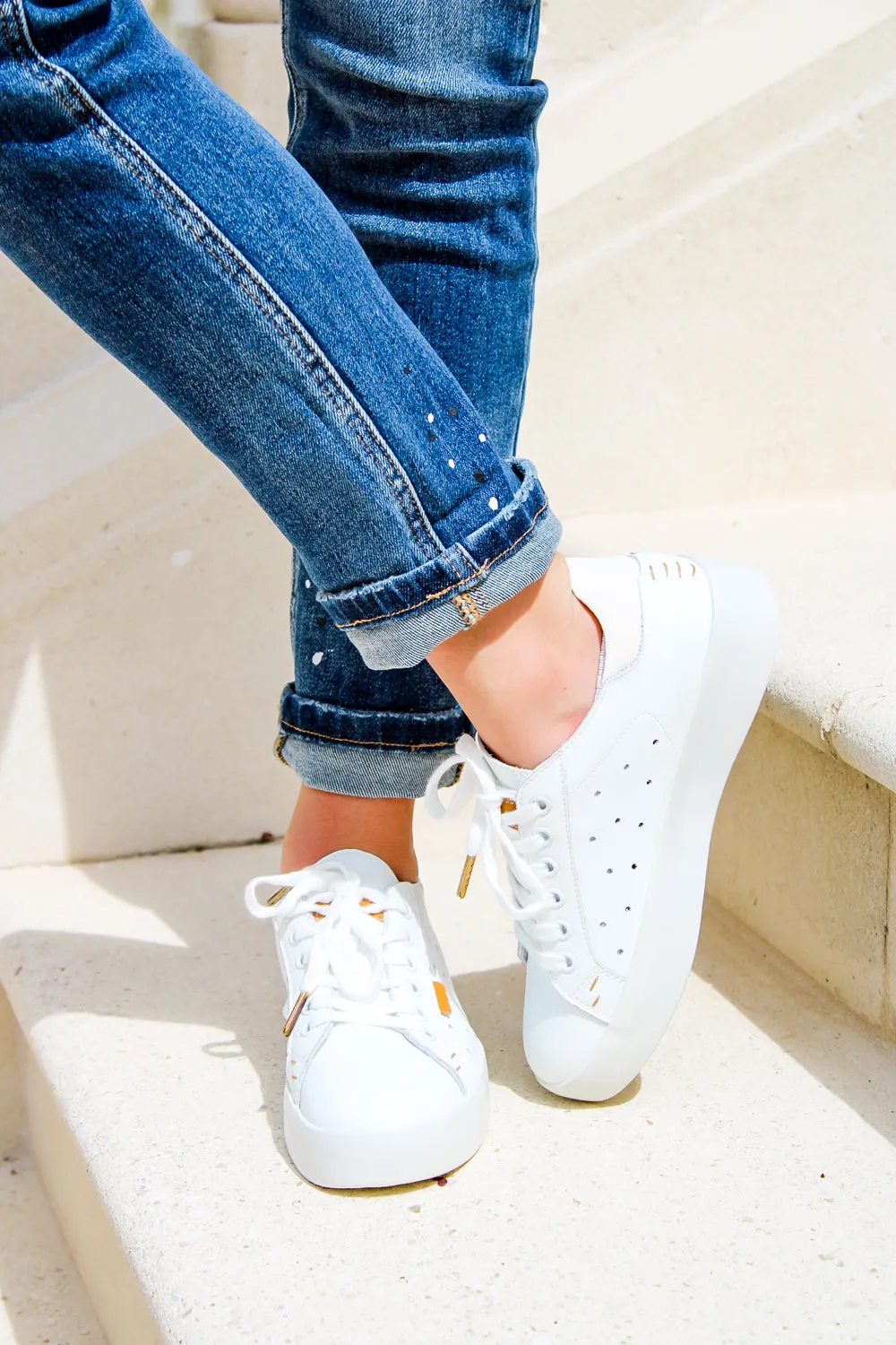 The Taylor Lace-Up Front Sneakers - White