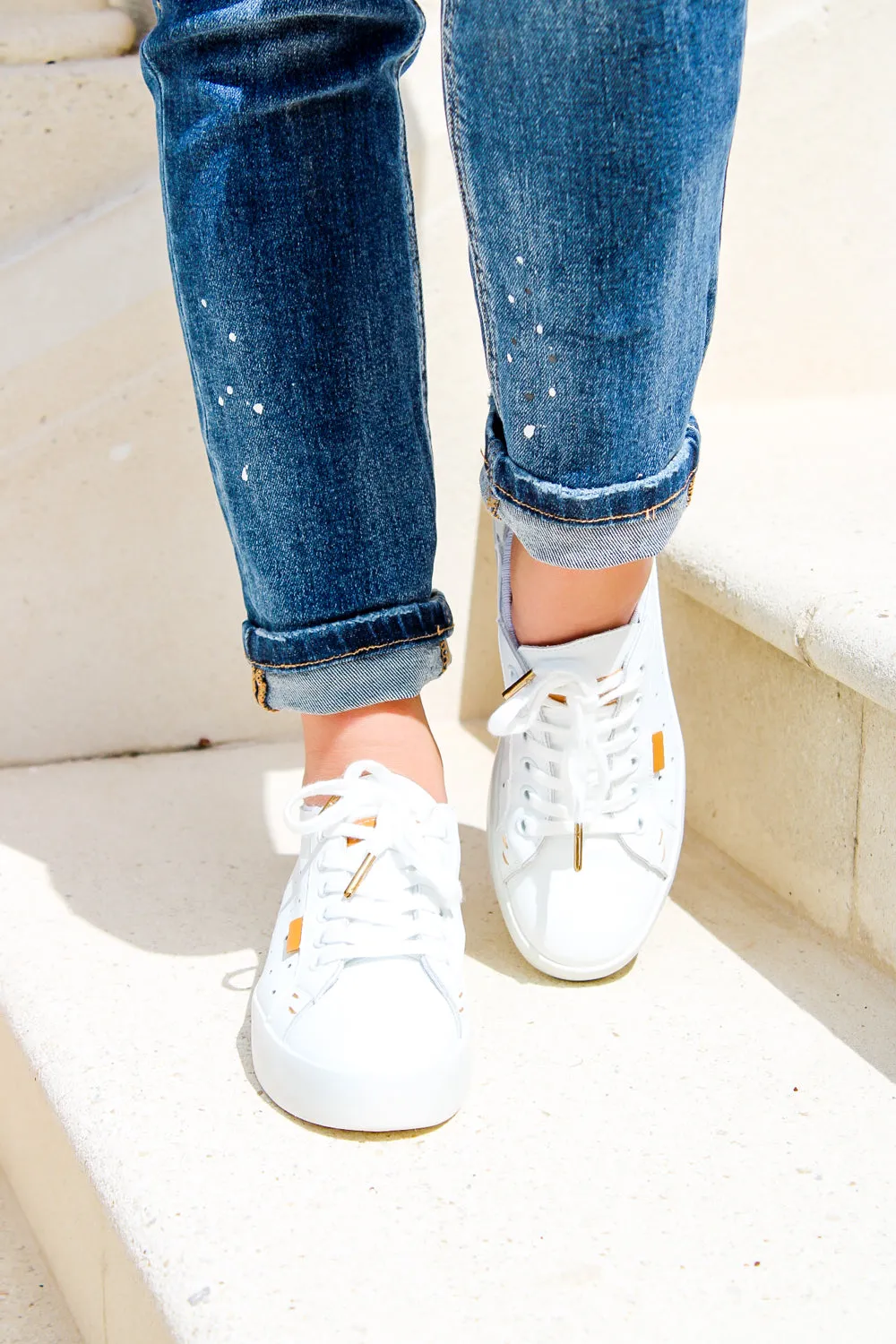 The Taylor Lace-Up Front Sneakers - White