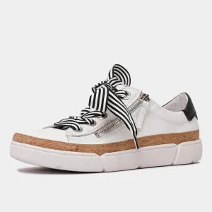 Torayne White/ Black Leather Sneakers