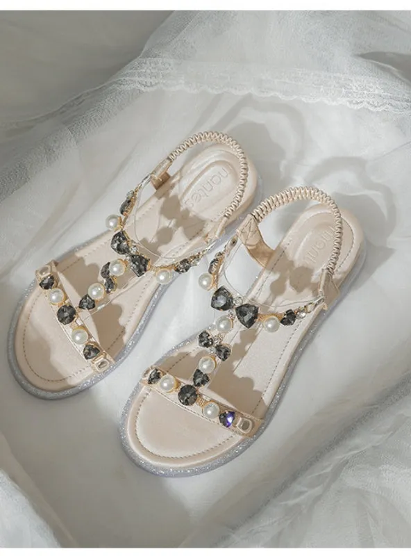 Uniwim Summer beach by the seaside sandals Rhinestone Leisure Beach Sandals