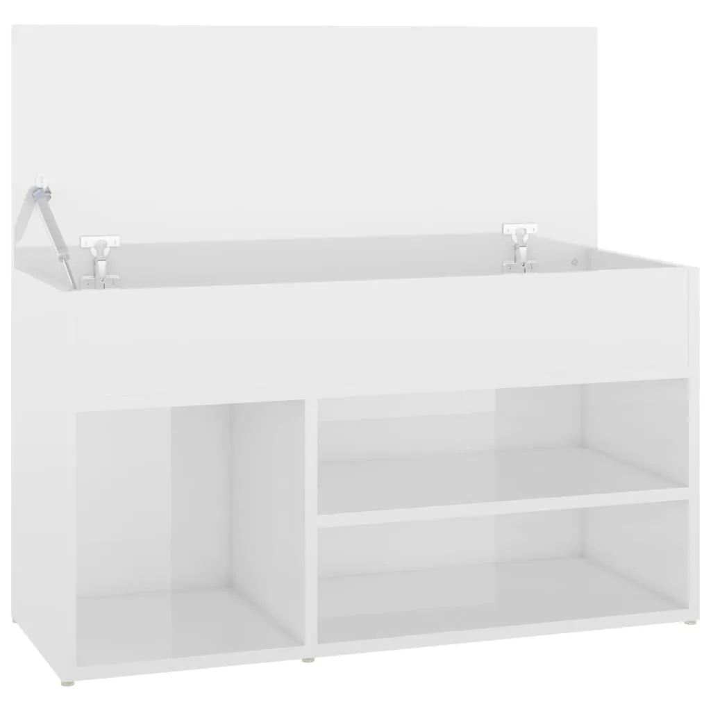 vidaXL Shoe Bench High Gloss White 80x30x45 cm Engineered Wood