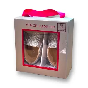 Vince Camuto Baby Girl Size 6-9 Months Silver Shimmer Shoes in Box