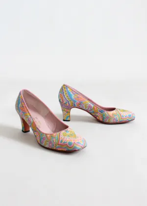 Vintage 1960s MOD Pastel Paisley Shoes Size 6.5