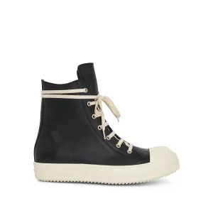 Washed Calf High Leather Sneaker in Black/Milk