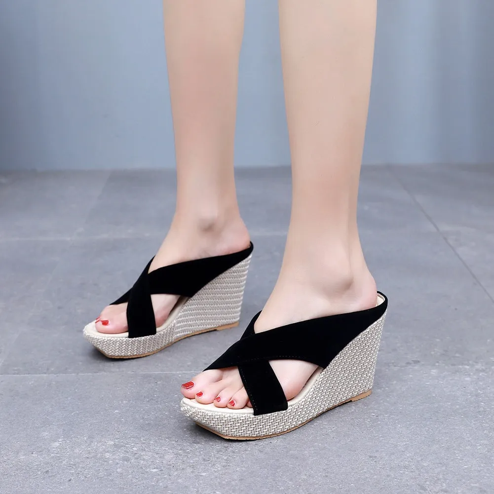 Wedge Heel Platform Bohemian Beach Fish Mouth Women Shoes