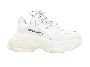 White Balenciaga Triple S Platform Sneakers Size 37