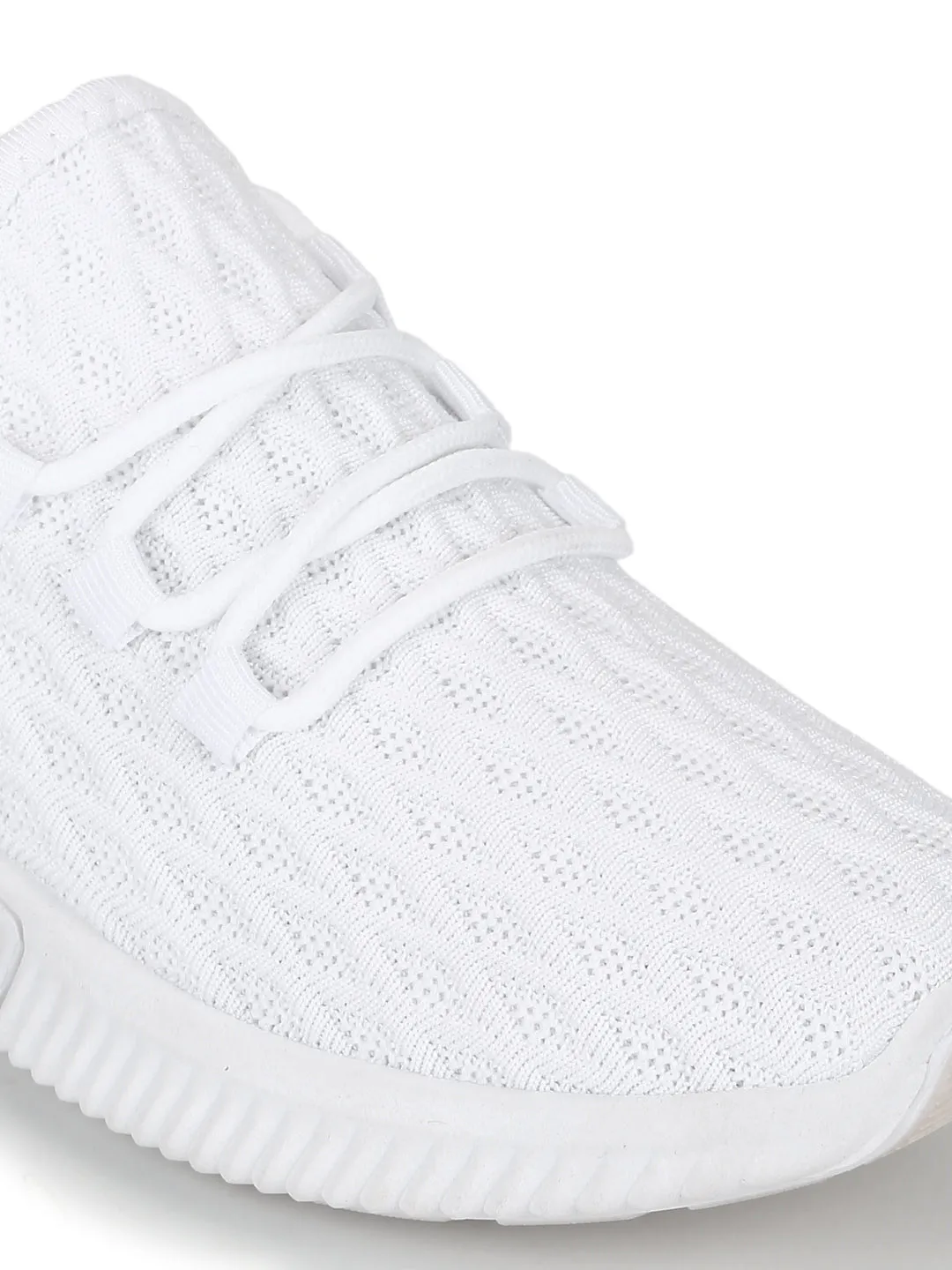 White Knitted Slip On Sneakers