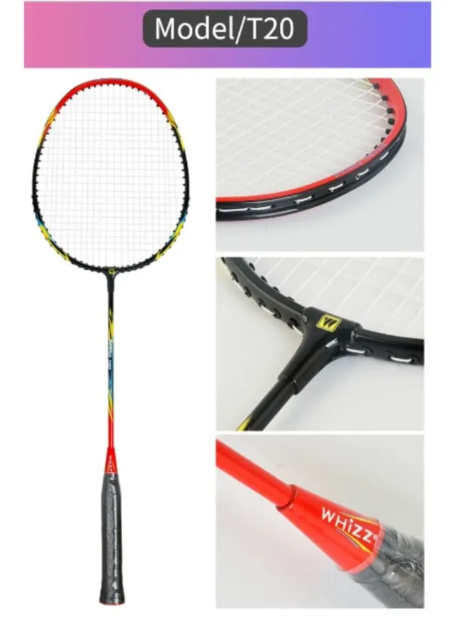 Whizz T20 2 PCS Badminton Racket Set for Family Game, School Sports, Lightweight with Full Cover for Indoor and Outdoor Play