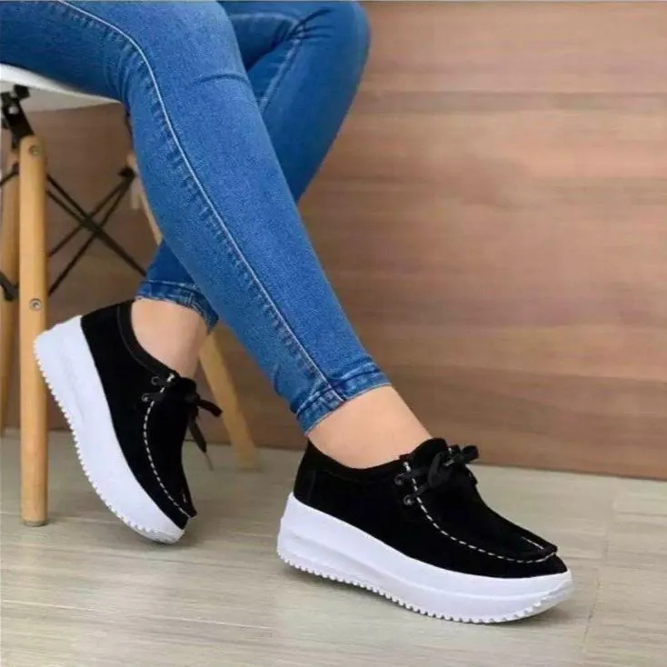 Women lace up platform wedge best walking sneakers