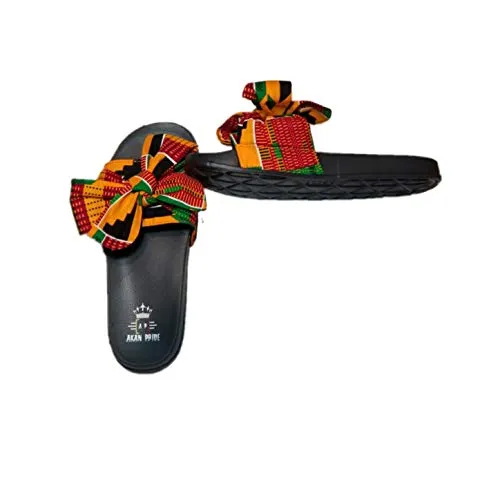 Women Open Toes Afrikan Kente Slide Sandals