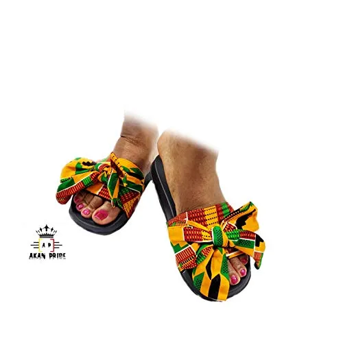 Women Open Toes Afrikan Kente Slide Sandals