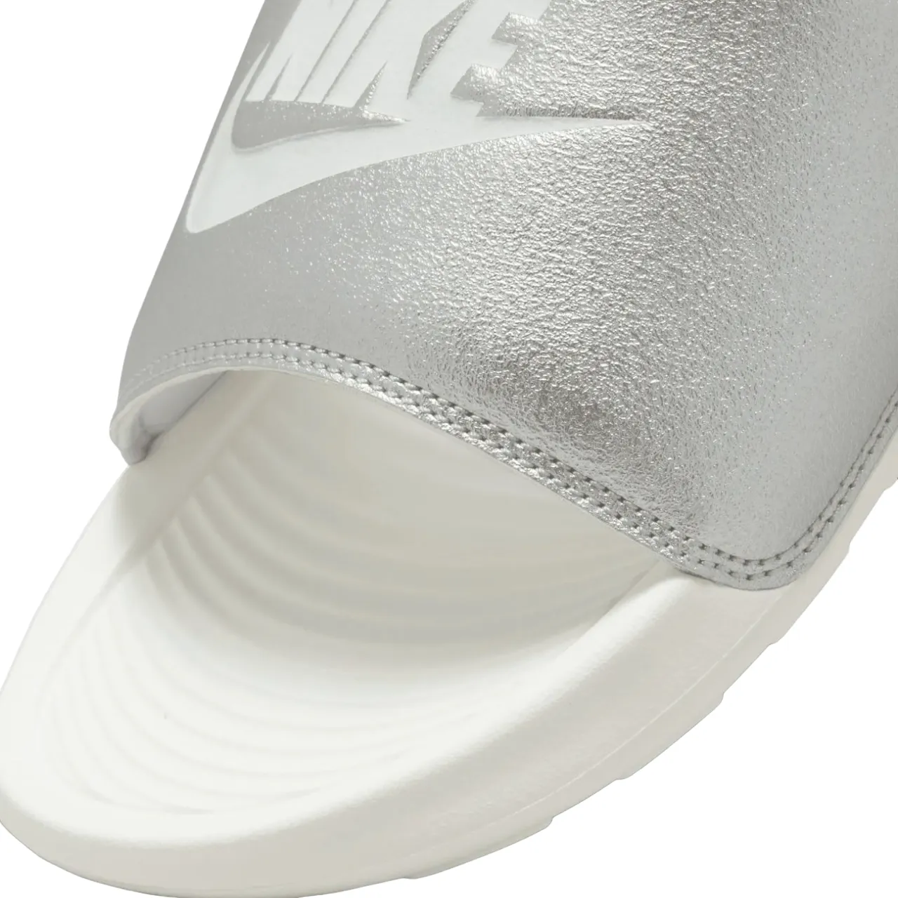 Womens Nike Victori One Silver/ White Slides