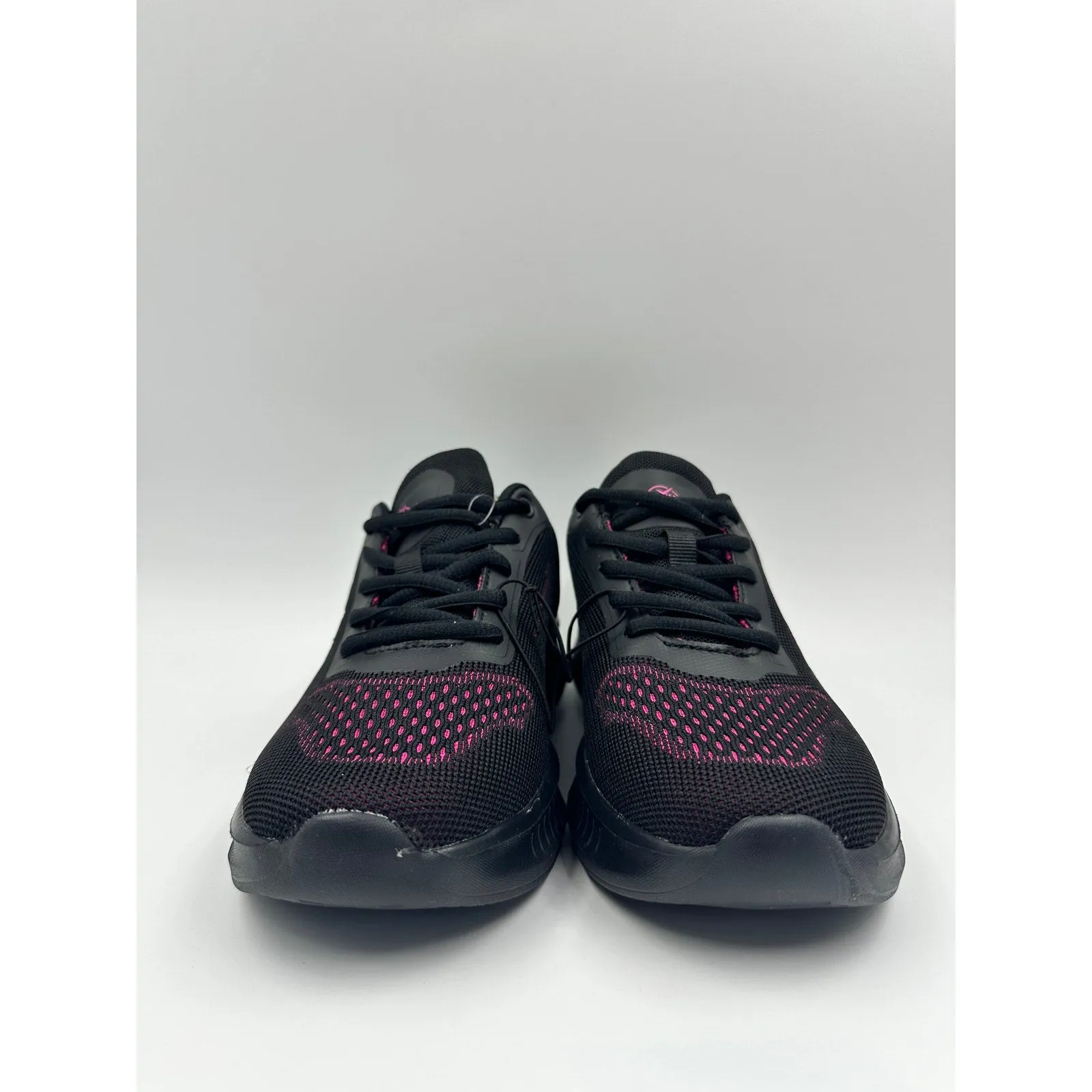 Women's Size 6, Black Low Top Sneakers w/ Pink Accents and Cushy Sole