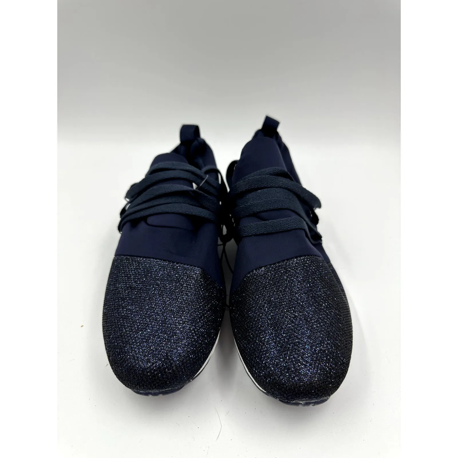 Women's Size 7, Blue Slip-on Casual Sneakers with Sparkles on the Toe Cap