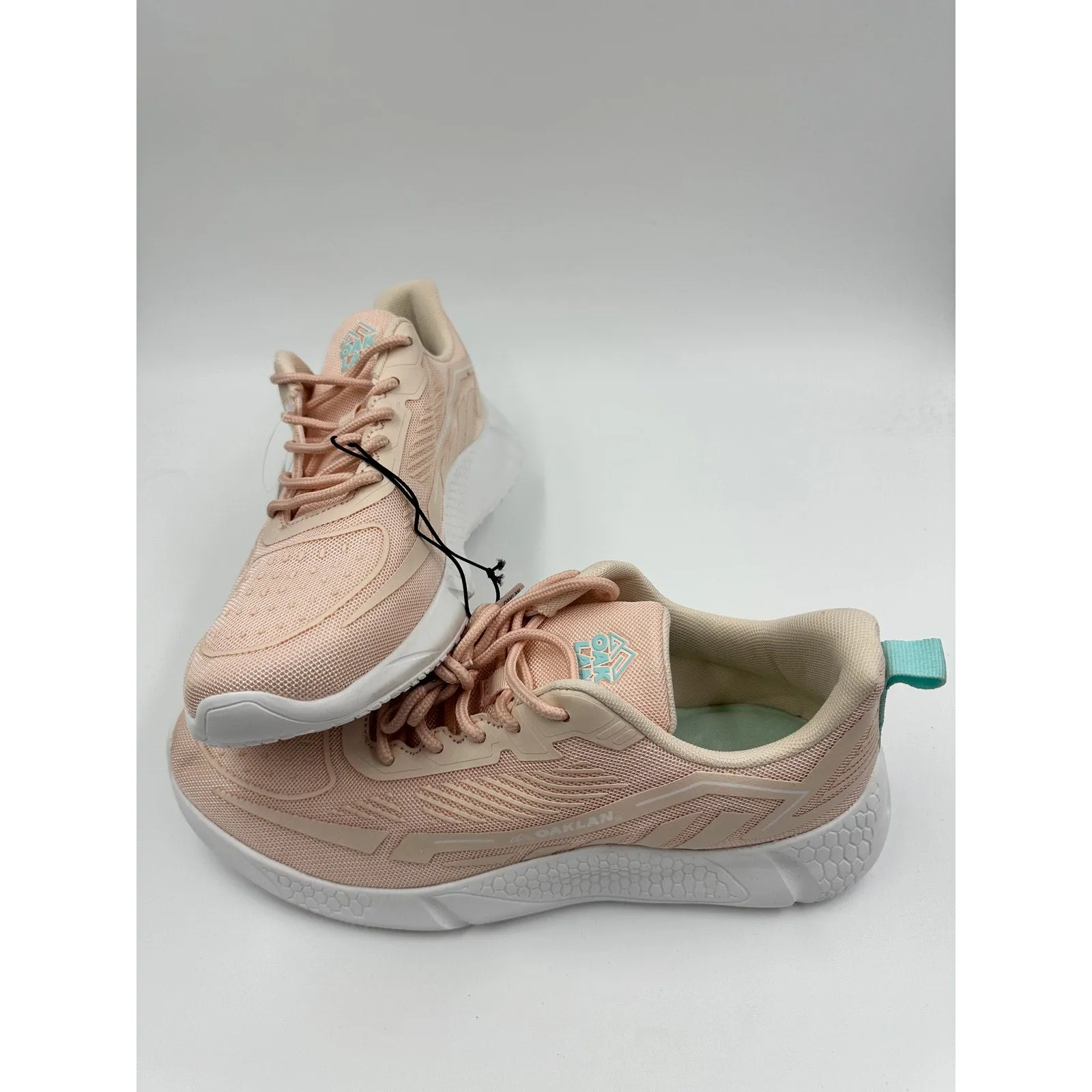 Women's Size 9, Pink and Aqua Low Top Lace Up Sneakers