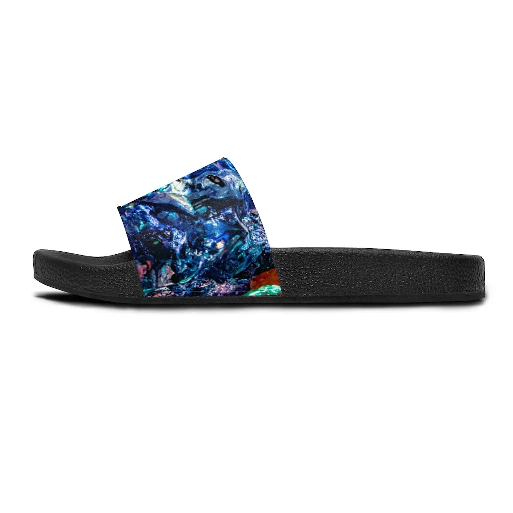 Women's Slide Sandals with Blue colorful design (shipping to Europe, US & Canada, est. shipping time to Europe 10-15 days, to US  & Canada 15-30 days)