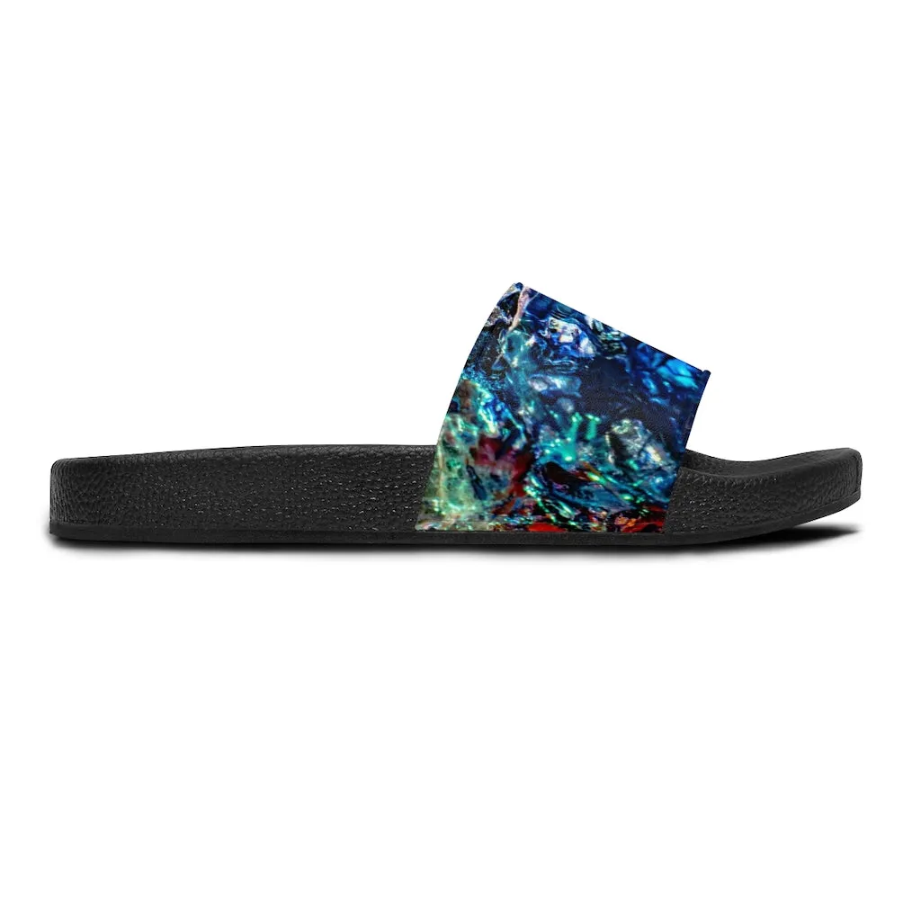 Women's Slide Sandals with Blue colorful design (shipping to Europe, US & Canada, est. shipping time to Europe 10-15 days, to US  & Canada 15-30 days)