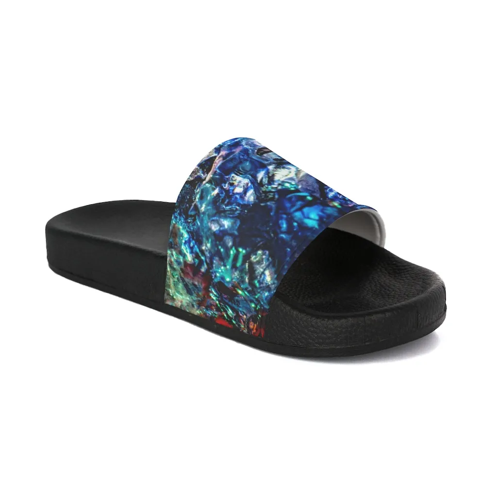 Women's Slide Sandals with Blue colorful design (shipping to Europe, US & Canada, est. shipping time to Europe 10-15 days, to US  & Canada 15-30 days)