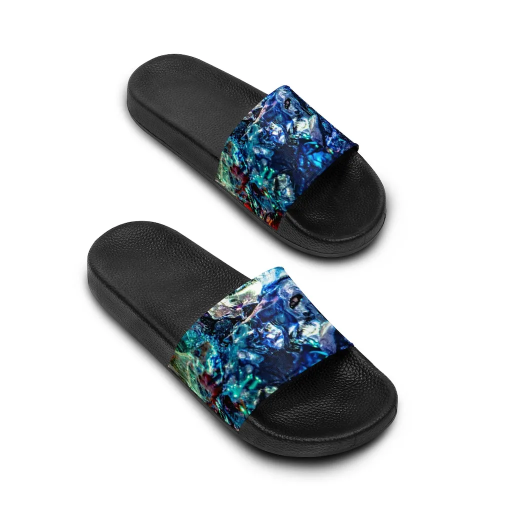 Women's Slide Sandals with Blue colorful design (shipping to Europe, US & Canada, est. shipping time to Europe 10-15 days, to US  & Canada 15-30 days)