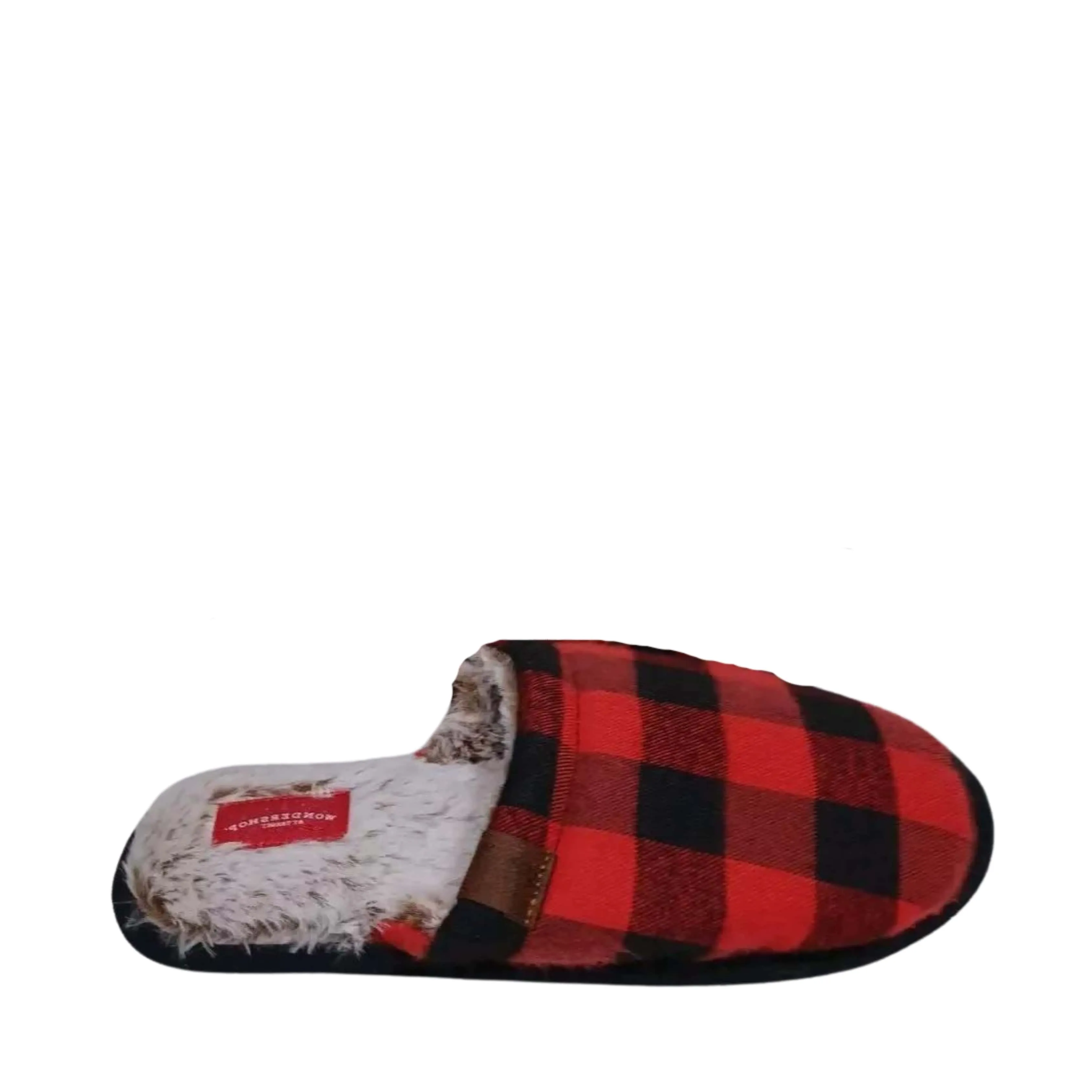 WONDERSHOP - Buffalo Check Plaid Faux Fur Lined Slippers