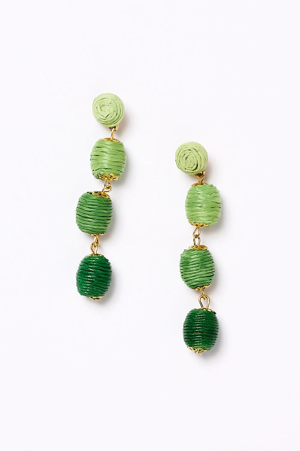 Woven Ball Drop Gradient Earrings in Green