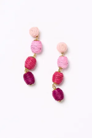 Woven Ball Drop Gradient Earrings in Hot Pink