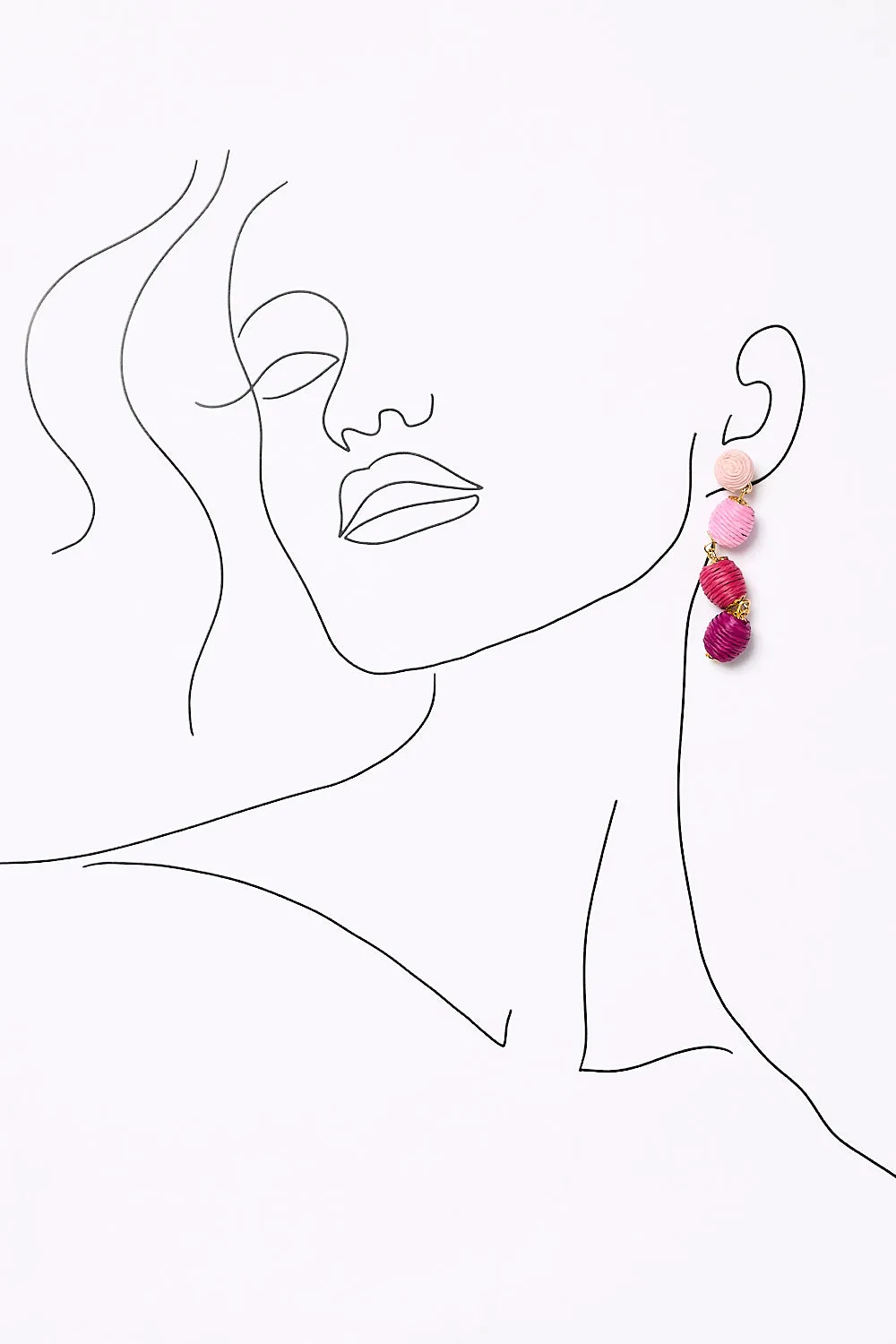 Woven Ball Drop Gradient Earrings in Hot Pink