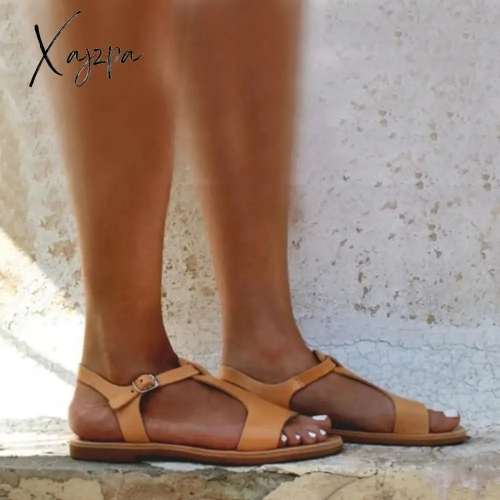 Xajzpa - Women Sandals Classic Flat Sandals For Women Summer Shoes New Beach Shoes Sandalias Mujer Soft Buckle Casual Shoes Women